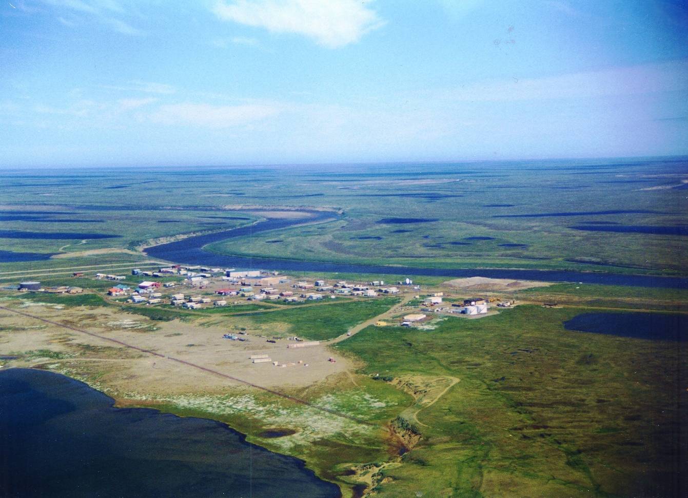Aerial photo of Atqasuk town.